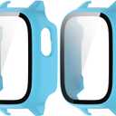 2 Pack Watch Case Compatible for Cosmo JrTrack 5 Tempered Glass Screen Protector Protective Cover Coverage Bumper.(Blue)