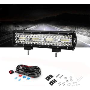 12inch 180W LED Light Bar, 18,000LM, 3-Row Flood/Spot Combo, Off-Road Fog Light for ATV, Truck, SUV, Jeep, Includes 12V Wiring Harness, 