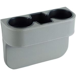 IOKONE Coin Side Pocket Console Side Pocket Leather Cover Car Cup Holder Auto Front Seat Organizer Cell Mobile Phone Holder (Gray)