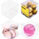 3x3x3 inches Clear Favor Boxes (50 Pack) - Plastic Clear Boxes for Treats, Mini Gift, Small Candy - Macaron Box - Wedding, Party Favor Box