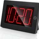LED Digital Wall Clock Battery Operated - Large Display Digital Clock, Adjustable Brightness, Wall or Table Mount (Black-red)