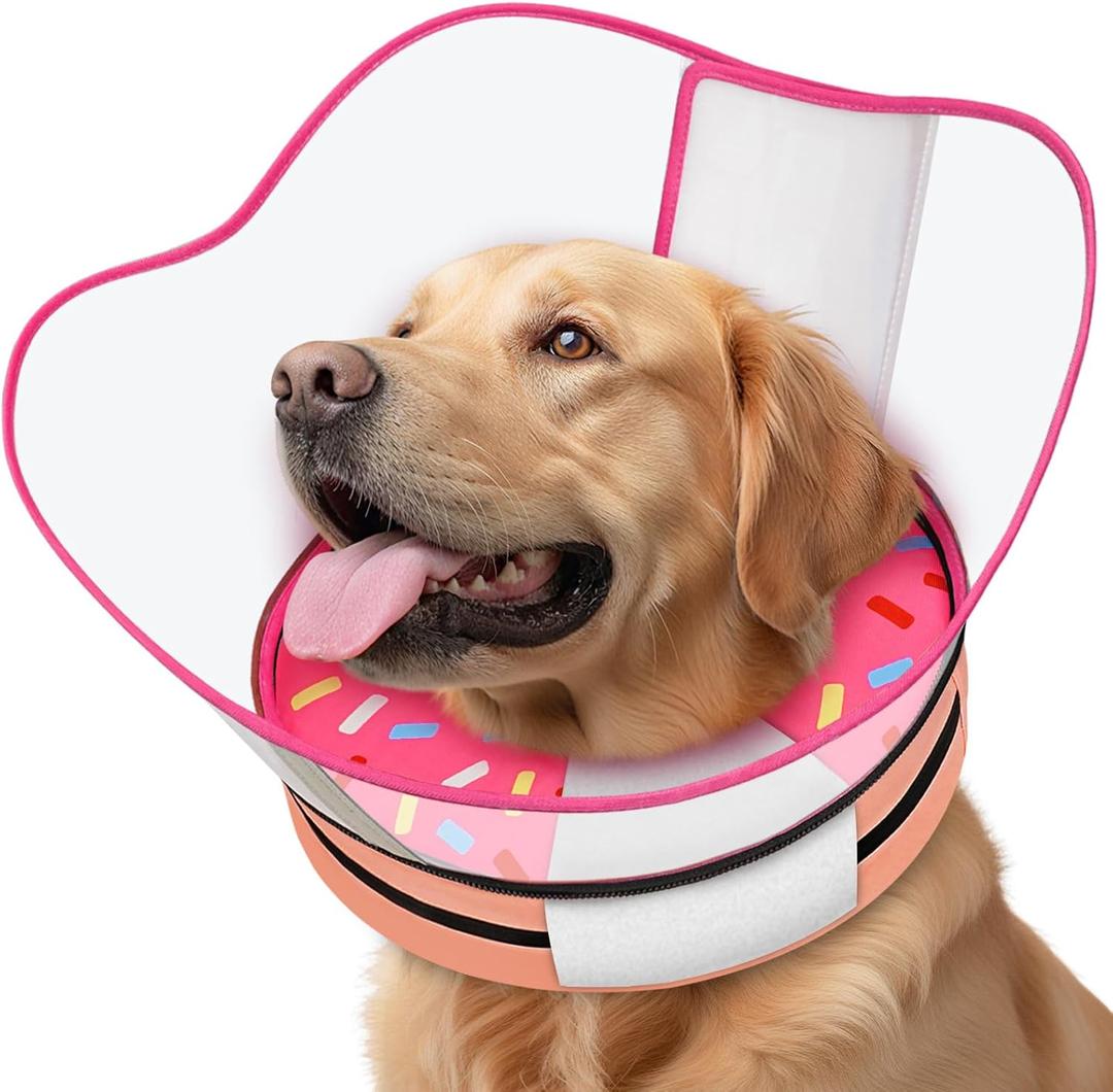 Supet Raised Sponge Dog Cone Collar Alternative After Surgery, Soft Dog Cone for Small Medium Large Dogs to Stop Licking, Pet Neck Donut Collar After Surgery (XL(Neck 14"-18.5"))