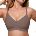 As Fairy Womens Soft Comfortable No Underwire Bras V Neck Seamless Push Up Bralettes Full Coverage Tshirt Brassiere, Size Small