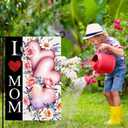 I Love Mom Happy Mothers Day Garden Flag 12x18 Inch Double Sided for Outdoor Pink Floral Heart Yard Flag Welcome Yard Party Decoration Flag (Mother02, GardenSize(12x18''))