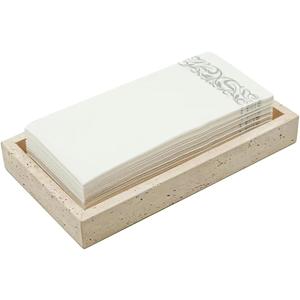 Natural Travertine Guest Towel Holder, Stone Napkin Holder for Bathroom,Gorgeous Bathroom Napkin Holder Tray, Stylish Guest Towel Holder Tray for Bathroom Toilet Dining Table, Beige (9.7x5.5 Inch)