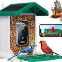 Smart Bird Feeder with Camera, AI Bird Species Identification Solar Powered Panel, 2.5k HD Video Bird House with Camera for Outside Garden, Ideal Gifts for Lover,Valentine's Day, Green