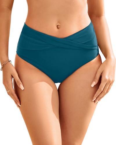 Talisea Women Full Coverage Bikini Bottom - V Cut Bathing Suit Bottoms Mid Waist Twist Front Swimsuit Bottom Swimwear 2025 Size M