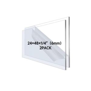 2 Pack 24×48"×1/4" (6mm) Plexiglass, Large Acrylic Sheets for DIY Project, Hevay Duty Crafts, Window Paiting, Signage, Industrial,Easy to Cut,Indoor and Outdoor Work