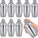 Nitial 9 Pcs Bar Cocktail Shaker Professional Stainless Steel Martini Drink Mixer Built-in Strainer for Bartending No Leaks Boston Shaker for Bar Party Drink Tool(Silver,8 oz)