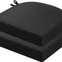 idee-home Outdoor Chair Cushions Set of 2, Thick 17" x 17" x 3" Outdoor Seat Cushion Patio Furniture Waterproof with Ties, Patio Chair Pads Dining Black
