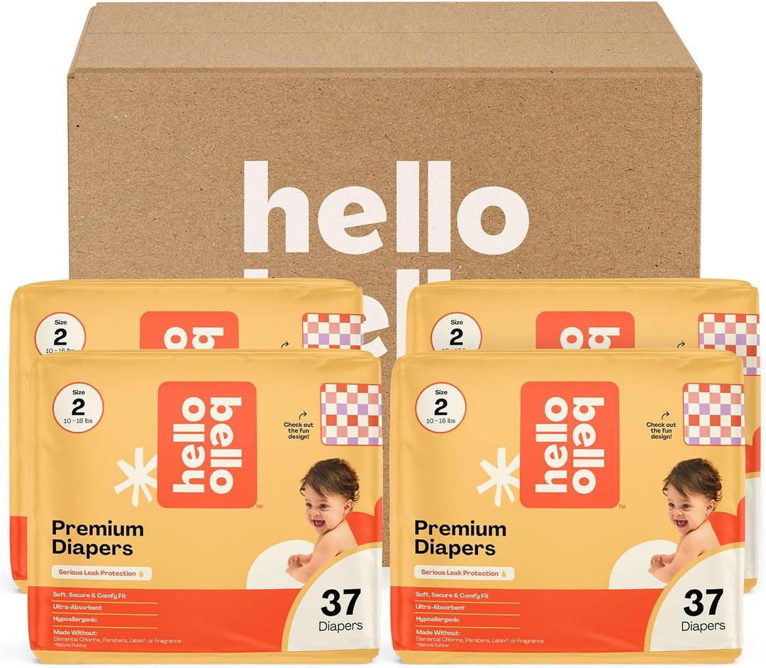 Hello Bello Premium Diapers Size 2, Love Checks Design, Super Value Pack (185 Count)