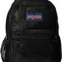 JanSport Eco Mesh Backpack, Red Tape, 17” x 12.5” x 6” - Large Semi-Transparent Bag for Adults with Laptop Sleeve, Padded Back Panel, Black