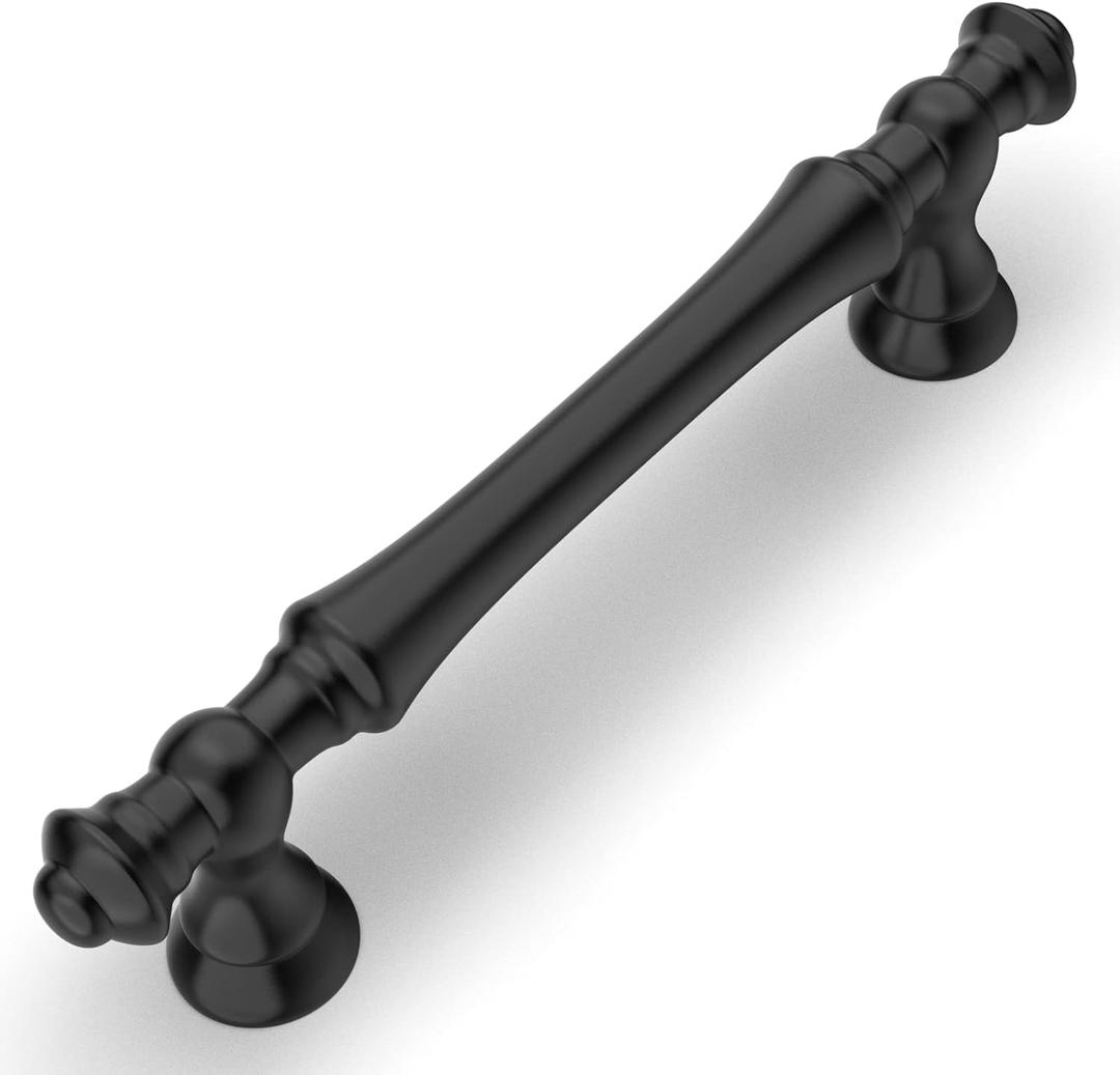 Amerdeco 10 Pack Matte Black Cabinet Pulls 3.75 Inch(96mm) Hole Center Cabinet Hardware Kitchen Cabinet Handles for Bathroom Drawer Pulls Dresser Pulls ZH0014