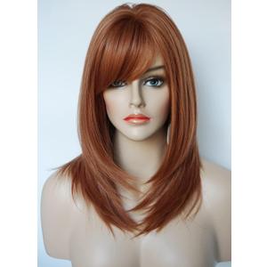 Short Copper Wigs for Women Mid length Wigs for white women Layered wig with bangs Synthetic wig for white Women