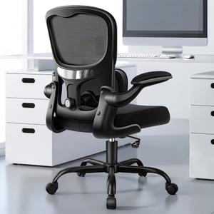 ALLGOD Ergonomic Office Chair, Breathable Mesh Ergonomic Desk Chair with Adjustable Lumbar Support, Flip-up Armrests, Computer Chairs Comfortable for Home, Office, Work, 300lbs, Black, Upgrade