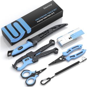 Pro Fishing Gear and Equipment Tools Accessories Kit with Fishing Pliers Fillet Knife Scissors Fish Lip Gripper Fish Ruler Fishing Gifts for Men Saltwater Fishing Fly Fishing Ice Fishing