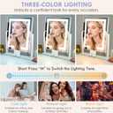 Makeup Mirror with Lights, Vanity Mirror with 3 Lighting Modes, Light Up Mirror, Touch Sensor, AC-Powered, 360 Rotatable, Metal Frame, with Detachable 3.5" 15X Spot Mirro, Gift for Women