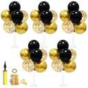 ZJDHPTY Black and Gold Balloon Stand Centerpiece Table Decorations Black and Gold Party Decorations for Birthday Wedding Retirement Anniversary Father's Day New Years Graduation 2026 (Black gold set5)