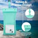 NEPHI IP68 Waterproof Phone Pouch 2 Pack-Up to 8.0"Adjustable Neck Lanyard Floating Waterproof Phone Case for iPhone,Phone Dry Bags for Vacation Beach Pool Travel Essentials (Aqua Green white 4 pack)