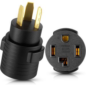 Tellegloww Dryer Adapter Compatible with NEMA 10-30P to 14-30R 3 prong to 4 prong Dryer Adapter Convert 10-30P Plug to 14-30R Receptacle, 220V 30 Amp 4P Newer Dryer to 3P Older House Adapter