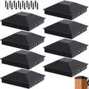 Goovilla 6x6 Post Caps Black(Actual 5.5" x 5.5"), 8 Pack Fence Post Caps with 16 Screws and Easy Installation, Sturdy Waterproof Plastic Deck Post Caps with Frosted Finishing Touch, Protect Wood Post