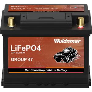 12V BCI Group 47 LiFePO4 Lithium Car Battery 600CCA Lightweight Automotive Start-Stop Battery Size H5
