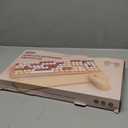 Wireless Keyboard and Mouse Combo, Round Keycaps, Full-Size Retro Typewriter Keyboard with Magnetic Wrist Rest, Tilt Legs, 2.4GHz Cordless for Mac, Windows PC, Laptop, SABLUTE CK23, Latte Beige