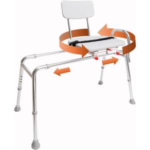 Eagle Health Supplies Sliding Shower Chair Tub Transfer Bench with Swivel Seat, FSA/HSA Eligible, Height Adjustable Shower Benches for Inside Shower, Shower Seat for Elderly and Disabled, 77662