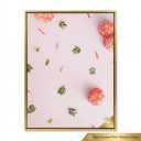 Blushing Floral Petals Canvas Wall Art with Gold Aluminum Frame, Canvas Wall Art Modern Paintings with Gold Foil Abstract Nature Wall Decorations for Home Office Living Room Bedroom 24" x 48"