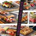 Artestia Hot Stone Steak Cooking Set 2 Natural Granite Grill Stones + 1 Bamboo Tray +1 Salad Plate & 3 Sauce Bowls Indoor/Outdoor BBQ Sizzling Steak & Seafood Grilling Gift