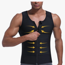 Mens Compression Zipper Vest,Gynecomastia Tummy Control Shirt,Back Support Shapewear Slimming Undershirt L