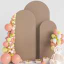 Wokceer Wedding Arch Backdrop Cover 6FT, 5FT, 4FT Set of 3 Spandex Fitted Nude Brown Arch Covers for Round Top Chiara Arch Backdrop Stands Cover for Birthday Party Ceremony Decor