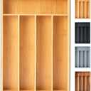 SUNBREATH Silverware Organizer, 10 Inch Utensil Organizer Kitchen Drawer Organizer Bamboo Silverware Holder Cutlery Tray Organizer in Drawer Flatware Organizer Tray(5 slots, Natural