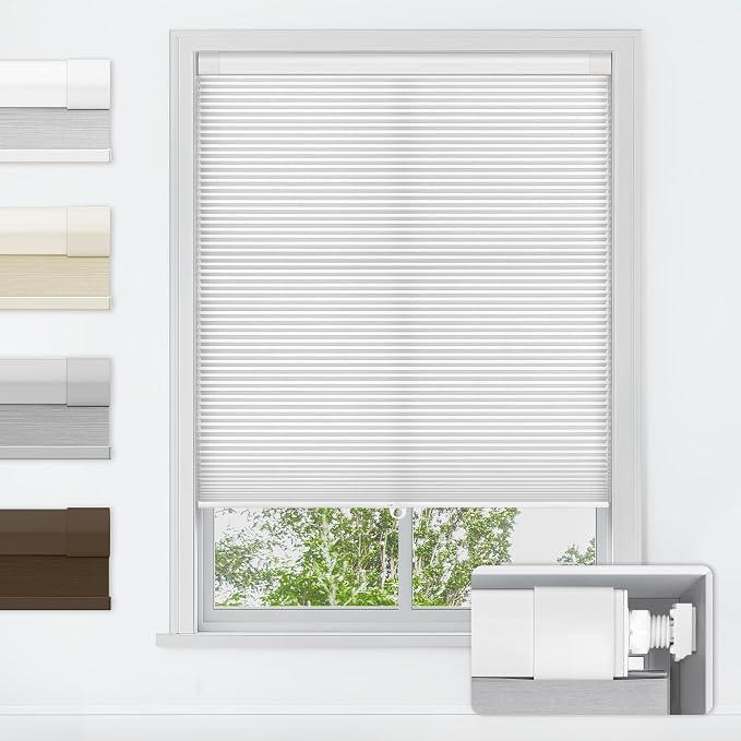 LazBlinds No Drill Cordless Cellular Shades, 28" W x 36" H, White
