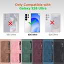 for Samsung Galaxy S26-Ultra-Wallet Case: with RFID Blocking Card Slots (6 Cards) | Soft PU Leather Magnetic Snap Zipper Pocket | Crossbody Wrist Strap Protective Phone Cover - Brown
