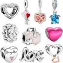 DATOUQI 6 Pack Silver Charms for Bracelets and Necklaces Charms for Women Pendant Beads Set
