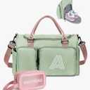 Women Girls Gift Initial Duffle Bag: Personalized Travel Gym bags, Dance Cheer bag Sports for Girl, Kid Gymnastics Bags, Birthday Gifts for Women Girls Kids Teens Mom Teacher