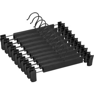 NORTHERN BROTHERS Black Plastic Pants Hangers, 30 Pack, Adjustable Clip Hangers for Skirts and Trousers (30pack)