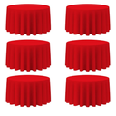 REWOMC 6 Pack Round Tablecloths - 120 Inch, Red Polyester Table Cover for Round Table, Stain and Wrinkle Resistant Washable Fabric Tablecloth, Polyester Tablecloth for Wedding Banquet Parties
