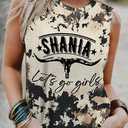 VKEGNIO Vintage Western Cow Hide Bleached Tank Tops Women Country Concert Tops Cute Cattle Skull Graphic Rodeo Cowboy Loose Vest (Medium, As shown) (M)