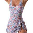 Eomenie One Piece Swimdress Swimsuits for Women Tummy Control Swim Dresses Skirt Bathing Suit, Large