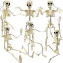 CAMIRUS 6PCS Skeleton Halloween Decorations, 16 in Full Body Poseable Small Skeleton Plastic Bones with Movable Posable Joints for Halloween Indoor Outdoor Party, Graveyard, Haunted House Accessories