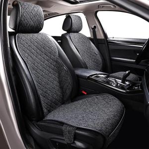 MIROZO Front Seat Covers,Breathable Linen Car Seat Cover Universal Fit for Car SUV Truck  Non-Slip Design  Cool & Comfortable Driver or Passenger Seat Protector  Black (1PC)