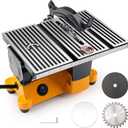Mini Table Saw, Portable Multi-Functional Electric Miter Saw for DIY Crafts, Cutting Metal, Ceramic Tile, Glass, Desktop Saws with 3 Blades