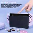 DLseego Switch Case Set Carrying Case with 10 Slots Cute Protective Dockable Hard Shell with 4PCS Glitter Cat Paw Thumb Grips Caps and 1PC Flower Blossom Chain For Switch 2017 (Purple)