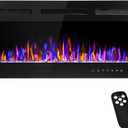 36" Electric Fireplace Wall Mounted and Recessed with Remote Control, 750/1500W Ultra-Thin Wall Fireplace Heater W/Timer Adjustable Flame Color and Brightness, Log Set & Crystal Options