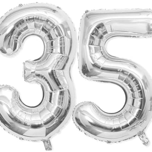 Pack of 3 35 Balloon Number, 40 Inch Silver Foil Balloons Giant Jumbo Helium Number 35 Balloons for 35th Birthday Decorationss Anniversary Events Boys Girls Women Party Decorationss (Silver)