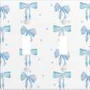 Blue Bow Double Toggle Light Switch Plates And Outlet Covers Decorative Electrical Wall Plate Receptacle Switchplate Decorate Plug Cover For Bathroom Bedroom Kitchen 4.5 * 4.5 Inch