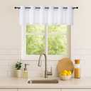 Simplebrand Pure White Window Valance for Kitchen 14 Inches Long 2 Panels Set, Light Filtering Valance Curtains for Living Room, Grommet Short Privacy Kitchen Curtains for Bedroom Kids Room, 40Wx14L