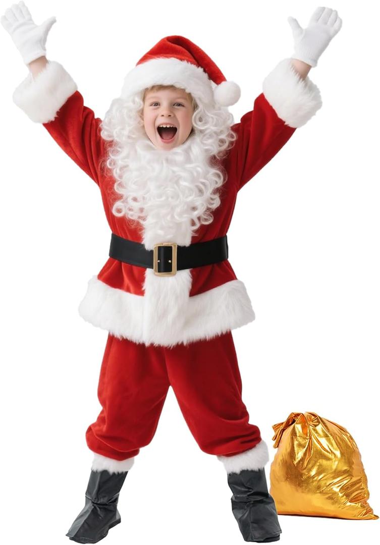 UDYR Kids Santa Costume - Santa Claus Suit for Child Boy Deluxe Santa Outfit for Christmas Halloween Parties&Events (Small)